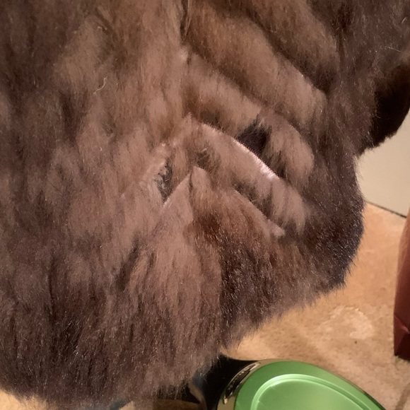 Vintage Full Length Opossum Chevron Pattern Fur Coat - Picture 8 of 14